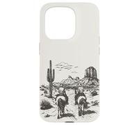 Vintage Cowboy Riding Horse Western Desert Mountain Country Case for iPhone 15 Pro