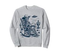 Vintage Cowboy Skeleton UFO Western Halloween Sweatshirt