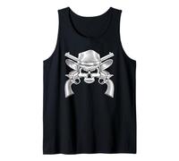 Vintage Cowboy Skull & Pistols Western Country Design Tank Top