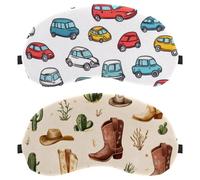Vintage Cowboy Wild West Caps Boots Cactus Pattern 2-Pack Eye Patch and Eye Masks Set, Light-Blocking, Soft, Breathable Sleep Mask Kit