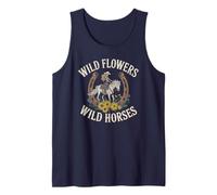 Vintage Cowgirl Flowers Wild Horses Ranch Vibes Cowboy Tank Top