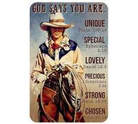 Vintage Cowgirls are Gods God Says You are Unique Special Lovely Precious Strong Metal Tin Sign Home Bar Kitchen Restaurant Wall Deocr Plaque Signs 12x8inch