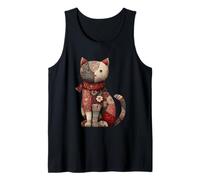 Vintage Cozy Cat Patchwork Quilted Scarf Winter Tank Top
