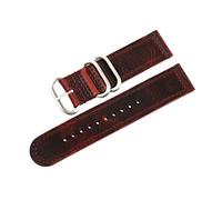 Vintage Crackle Textured Leather NATO Strap 20mm/22mm Strap Men Bracelet Band Replacement Watch Accessories, Red Silver 24mm