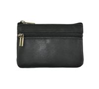 Vintage Crazy Horse Leather Men's Coin Purse Genuine Leather Zipper Coin Wallet Retro Key Holder Small Money Bag(Black Coin Purse)