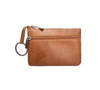 Vintage Crazy Horse Leather Men's Coin Purse Genuine Leather Zipper Coin Wallet Retro Key Holder Small Money Bag(Small Brown Purse)