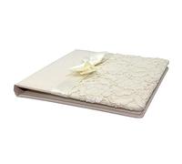 Vintage Cream Lace Bow Leaf Pattern CD Album with 2 CDs - Digital Wedding Picture Storage
