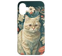 Vintage Cream Tabby Cat Victorian Floral Case for iPhone 16 Plus