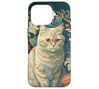 Vintage Cream Tabby Cat Victorian Floral Case for iPhone 16 Pro