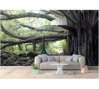 Vintage Creative Ancient Trees Forest Paths 3D Wallpaper Silky Texture Home Study Office Grey Dining Room Sofa Bedroom Living Room TV Backdrop-430cm×300cm