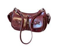 Vintage Crescent Hobo Handbag Underarm Purse for Women Work Travel (Wine Red)