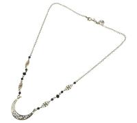 Vintage Crescent Moon Head Chain with Hollow Pattern Alloy Iron Coffee