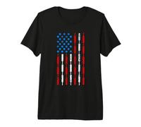 Vintage Cricket Player American Flag 4th of July,Cricketer Premium T-Shirt