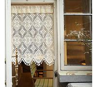 Vintage Crochet Cotton Lace Curtains - Semi Sheer Blinds for Window/Garden/Partition/Cabinet/Kitchen Cafe Valances - Elegant Door Curtain