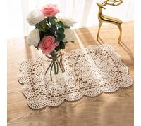 Vintage Crochet Cotton Lace Placemat, Handmade Scalloped Design,1PACK Rectangle Doilies Handmade Crochet Cotton Table Doilies Lace Table Placemats Coaster 10.5x17inch (Beige)