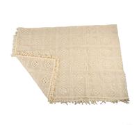 Vintage Crochet Tablecloth White Lace Design Cotton Embroidered Rectangular Dining Cloth Elegant Wedding Table Linen Washable Home Decor Protective Furniture(140 * 200cm)