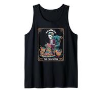Vintage Crocheter Skeleton Tarot Card Creating Magic Yarn Tank Top