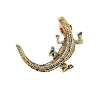 Vintage Crocodile Crystal Brooch Lapel Pin for Women Men, Sparkling Reptile Rhinestone Accessory Lapel Pin for Suits & Dresses, Christmas Party Animal Jewellery Gifts (Brown)