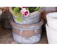 Vintage Crocus Bowl - Weathered Terracotta Plant Pot - Aged Grey Stone Rustic Pot - Weathered Small Planter - Seeds Bulb Crocus Pot Planter
