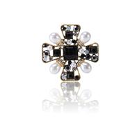 Vintage Cross Pearl Brooch for Women Men Baroque Retro Accessories Elegant Crystal Rhinestone Brooches Dress Coat Sweater Suit Lapel Pin Party Wedding Gifts Victorian Bridal Jewelry, 1, Metal, cubic