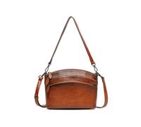 Vintage Crossbody Bag for Women - Real Leather Purses Triple-Zip Shoulder Bag with 2 Straps for Daily Use, Brown, Vintage Leather Crossbody Bag for Women