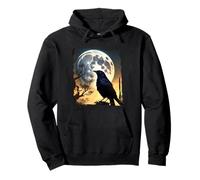 Vintage Crow Gothic Spooky Black Raven Pullover Hoodie