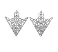 Vintage Crown Collar Pins 1 Pair Hollow Pattern Shirt Collar Brooch Trendy Metal Triangle Shirt Pins for Collar Decoration Silver
