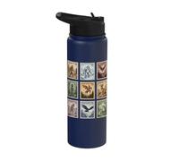 Vintage Cryptid Stamp Collection Bigfoot Yeti Mothman Stainless Steel Insulated Water Bottle