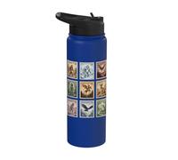 Vintage Cryptid Stamp Collection Bigfoot Yeti Mothman Stainless Steel Insulated Water Bottle