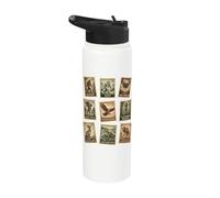 Vintage Cryptid Stamp Collection Bigfoot Yeti Mothman Stainless Steel Insulated Water Bottle