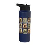 Vintage Cryptid Stamp Collection Bigfoot Yeti Mothman Stainless Steel Insulated Water Bottle
