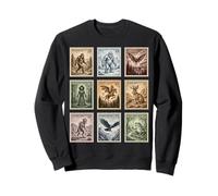 Vintage Cryptid Stamp Collection Bigfoot Yeti Mothman Sweatshirt