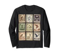 Vintage Cryptid Stamps Bigfoot Yeti Mothman Jackalope Long Sleeve T-Shirt