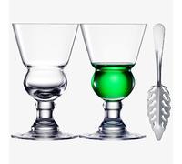Vintage Crystal Absinthe Glasses Set | 7 oz by The Wine Savant - Stemmed Classic with Swiss Bubble Reservoir, Ideal for Tasting, Nosing & Sipping Absinthe, Sambuca, Raki, Pastis, Ouzo, Green Fairy