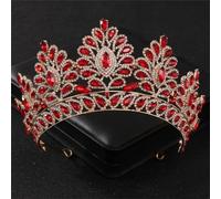 Vintage Crystal Bridal Tiaras Crowns Rhinestone Diadem Women Headpieces Wedding Hair Accessories Jewelry Style A Gold Red