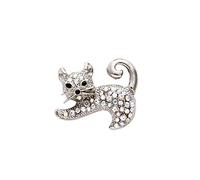 Vintage Crystal Flower Brooch Cat Lapel Pin Women Jewelry White Creative And Exquisite Workmanship Clever treatment