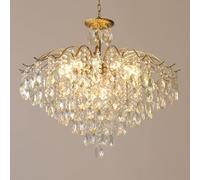 Vintage Crystal Raindrop Chandelier, LED Modern Ceiling Light Fixture for Dining Room, Bathroom, Bedroom, Living Room,size: 14 Lights