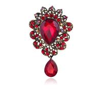 Vintage Crystal Rhinestone Brooch Pin for Women Antique Classic Geometric Teardrop Brooch Pin Banquet Wedding Jewelry, M, Metal, cubic zirconia