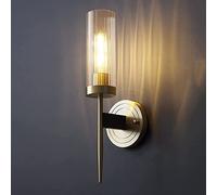 Vintage Crystal Wall Sconces Lighting Modern Wall Sconces, Brushed Brass Wall Lamp, Transparent Striped Glass Lampshade Wall Light, for Living Room Bedroom Bedside Hotel Hallway Change for the better