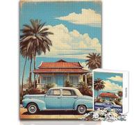 Vintage Cuba Car Aesthetic Jigsaw Puzzles 1000 Pieces for Teenagers Mindful Learning Fun Game Unique Gift for Joyful Celebrations Size 38x52cm