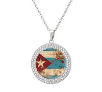 Vintage Cuba Flag Diamond Necklace Cute Pendant Necklace