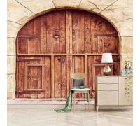 Vintage Cubic Arc Wooden Door Creative 3D Wallpaper Easy Install Feature Office Living Room Sofa Bedroom TV Background Wall Decoration-300cm×210cm