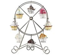 Vintage Cupcake Holder Set - Ferris Wheel Mini Cake Stand - Fairy Dessert Display for Christmas, Wedding, Birthday, Party - Stainless Steel - 8 Cup