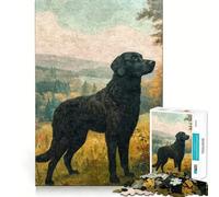 Vintage Curly Coated Dog 1000 Piece Teenager Puzzles Brain Boosting Play Tight Interlock No Gaps Relaxing Indoor Group Activity (38x52cm)