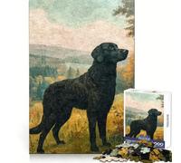 Vintage Curly Coated Dog Jigsaw Puzzles 1000 Pieces Brain Exercise Calm Recreation Precision Cut Meaningful Gift (38x26cm)