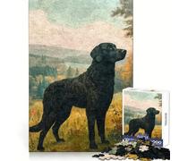 Vintage Curly Coated Dog Teenagers 1000 Piece Jigsaw Puzzle Smart Training Restful Escape Flawless Cut Xmas Surprise (50x75cm)