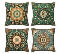 Vintage Cushion Covers 30 x 30 cm Pack of 4 Velvet Cushion Cover Soft Small Sofa Cushions 12 x 12 Inch Square Bohemian Throw Pillow Cases for Couch Sofa Livingroom Bedroom Farmhouse Decor -LI257