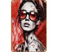Vintage Custom Sign painting Lady of Hearts Beer Signs Vintage Advertising for Workspace,Home,Outdoor,Garden Enthusiasts S