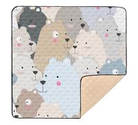 Vintage Cute Baby Bear Newborns Large Non-Slip Baby Playmat for Floor 1-Piecing Tummy Time & Crawling Mat for Babies Infants Toddlers, 50'' x 50''