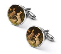 Vintage Cute Bunny Men's Cufflinks Tuxedo Cuff Links Shirt Tie Decor for Business Weddings